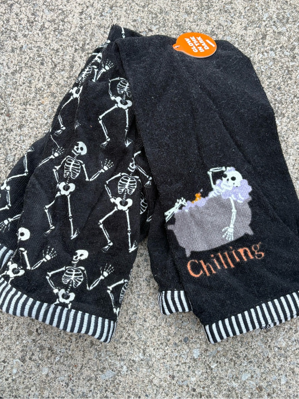 Set of 2-Halloween Skeleton hand towels- Glow in the Dark!